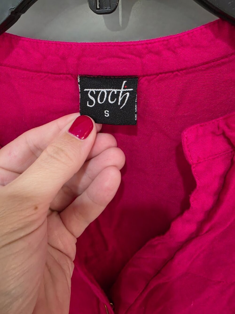 Soch Hot Pink Blouse – Women’s Small 3/4 Sleeve Popover Top - Picture 2 of 8
